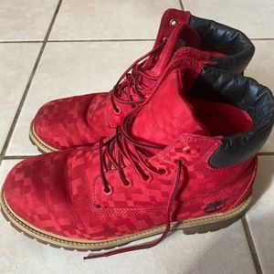 Red Timberland boots